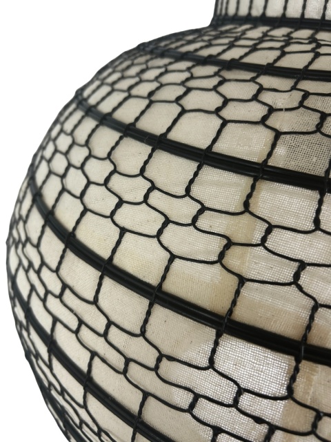 Lampa wisząca kula 45cm pleciona metalowa z płótnem w stylu orientalnym boho vintage