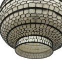 Lampa wisząca kula 45cm pleciona metalowa z płótnem w stylu orientalnym boho vintage