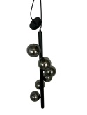 Lampa wisząca czarna z sześcioma kloszami kule dymione szkło styl glamour
