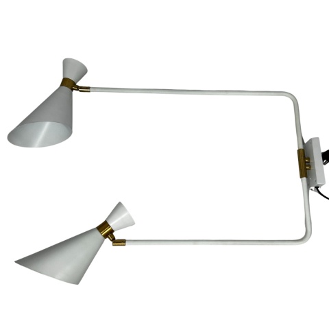 OUTLET Lampa ścienna kinkiet podwójny biała skandynawski styl glamour