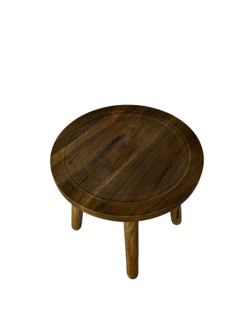 Stolik kawowy z drewna mango okrągły skandynawski styl minimalizm