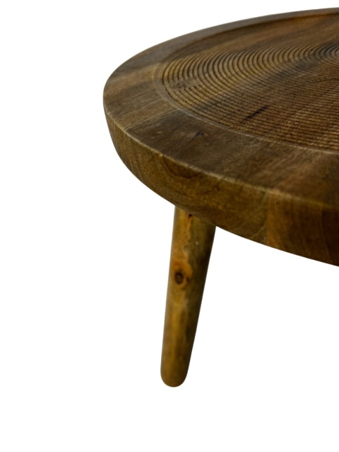 Stolik kawowy z drewna mango okrągły skandynawski styl minimalizm