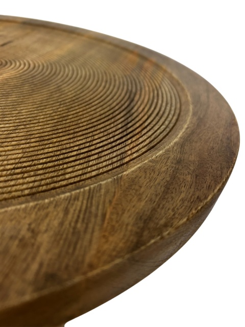 Stolik kawowy z drewna mango okrągły skandynawski styl minimalizm