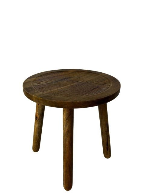 Stolik kawowy z drewna mango okrągły skandynawski styl minimalizm