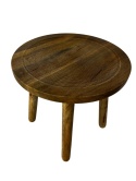 Stolik kawowy z drewna mango okrągły skandynawski styl minimalizm