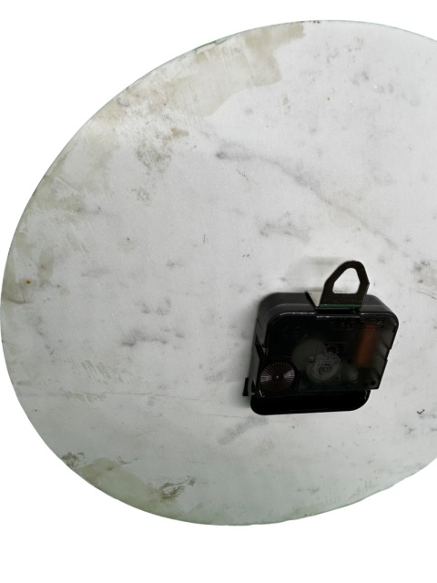 OUTLET Zegar ścienny okrągły biały marmur ze złotymi wskazówkami