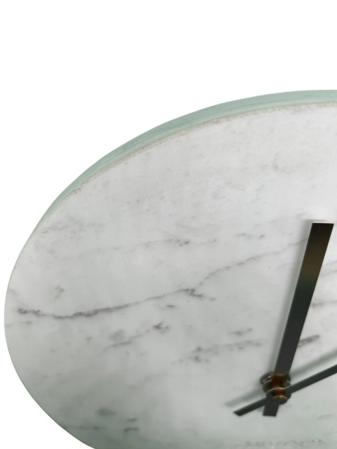 OUTLET Zegar ścienny okrągły biały marmur ze złotymi wskazówkami