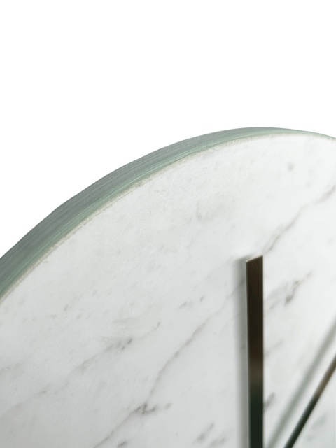 OUTLET Zegar ścienny okrągły biały marmur ze złotymi wskazówkami