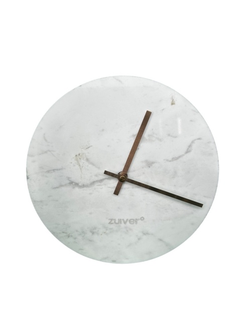 OUTLET Zegar ścienny okrągły marmur biały złote wskazówki skandynawski elegancki styl