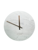 OUTLET Zegar ścienny okrągły biały marmur ze złotymi wskazówkami