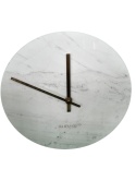 OUTLET Zegar ścienny okrągły biały marmur ze złotymi wskazówkami