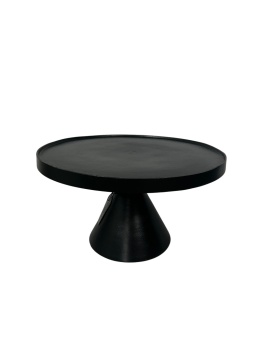 Stolik kawowy okrągły czarny metalowy z szeroką podstawą – nowoczesna elegancja do salonu w skandynawskim stylu