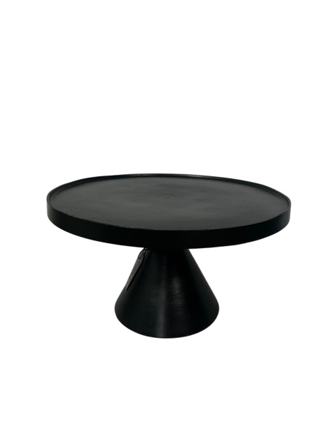 Stolik kawowy okrągły czarny metalowy z szeroką podstawą – nowoczesna elegancja do salonu w skandynawskim stylu