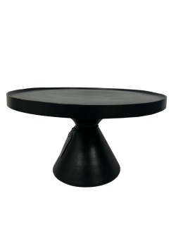 Stolik kawowy okrągły czarny metalowy z szeroką podstawą – nowoczesna elegancja do salonu w skandynawskim stylu