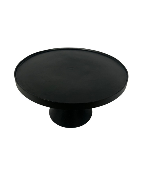 Stolik kawowy okrągły czarny metalowy z szeroką podstawą – nowoczesna elegancja do salonu w skandynawskim stylu