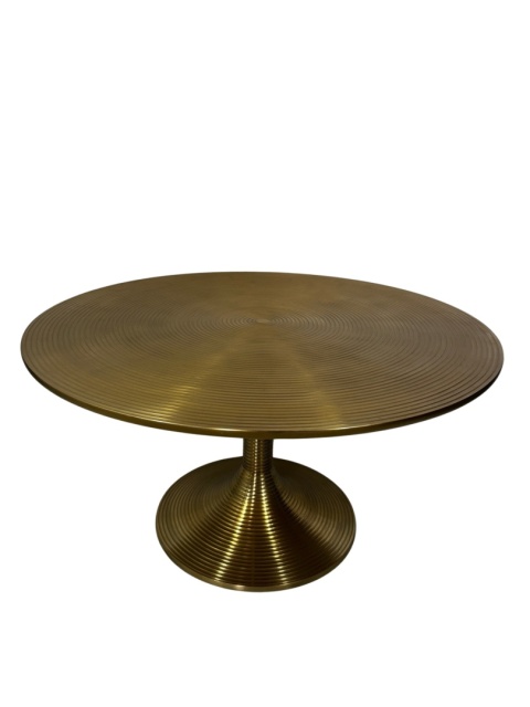 Stolik kawowy złoty okrągły z efektem spirali – elegancki akcent w stylu glamour