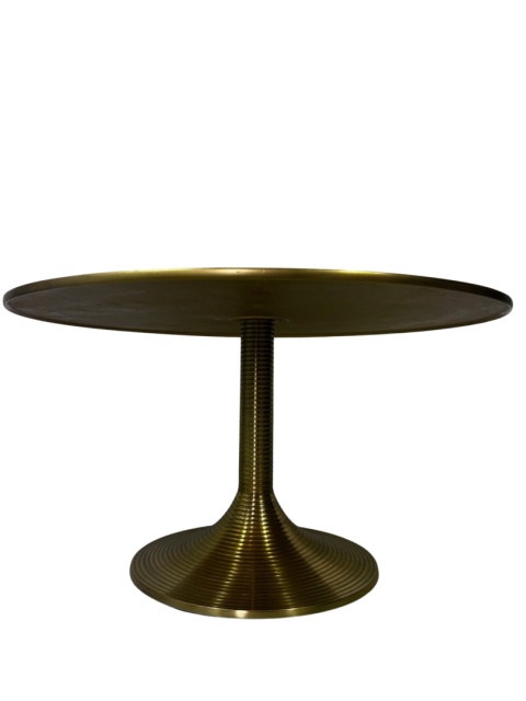 Stolik kawowy złoty okrągły z efektem spirali – elegancki akcent w stylu glamour