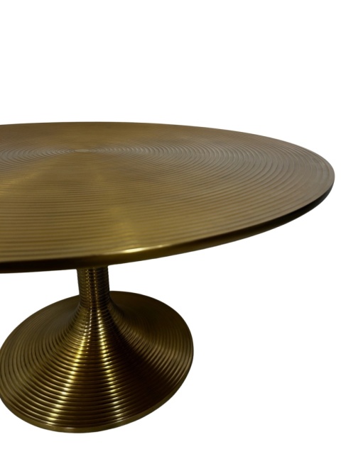 Stolik kawowy złoty okrągły z efektem spirali – elegancki akcent w stylu glamour