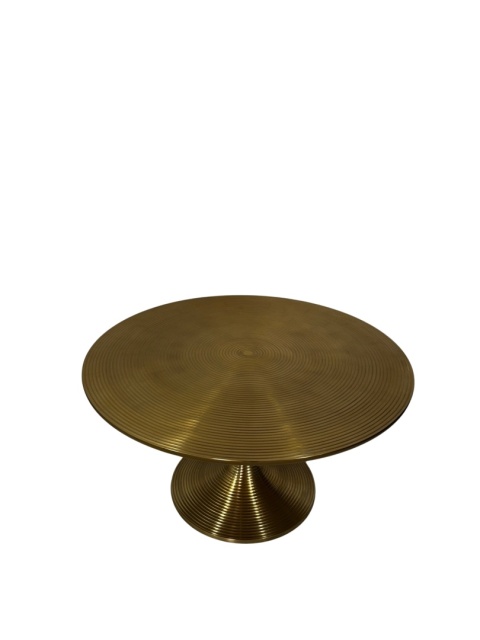 Stolik kawowy złoty okrągły z efektem spirali – elegancki akcent w stylu glamour