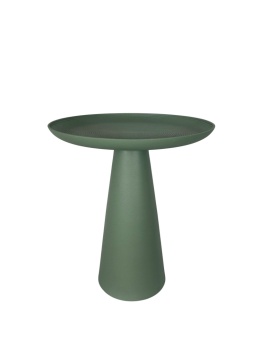 Stolik boczny pomocniczy okrągły zielony z metalu ze spiralą na nodze skandynawski nowoczesny styl