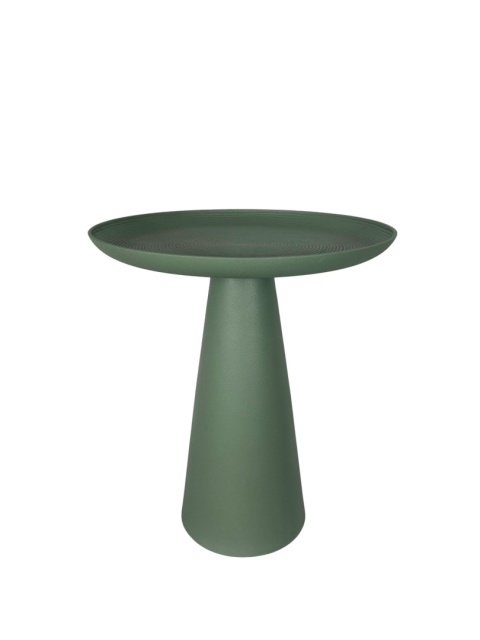 Stolik boczny pomocniczy okrągły zielony z metalu ze spiralą na nodze skandynawski nowoczesny styl