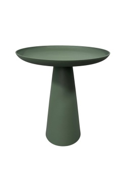 Stolik boczny pomocniczy okrągły zielony z metalu ze spiralą na nodze skandynawski nowoczesny styl