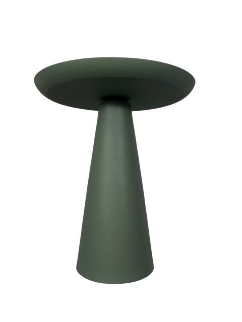 Stolik boczny pomocniczy okrągły zielony z metalu ze spiralą na nodze skandynawski nowoczesny styl