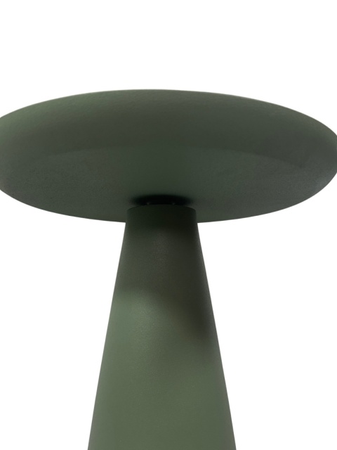 Stolik boczny pomocniczy okrągły zielony z metalu ze spiralą na nodze skandynawski nowoczesny styl