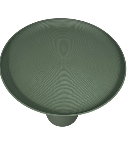 Stolik boczny pomocniczy okrągły zielony z metalu ze spiralą na nodze skandynawski nowoczesny styl