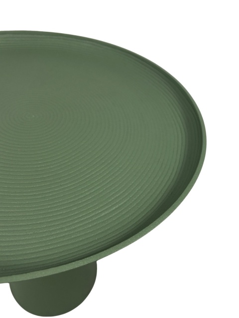 Stolik boczny pomocniczy okrągły zielony z metalu ze spiralą na nodze skandynawski nowoczesny styl