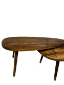 OUTLET Zestaw 2 stolików kawowych z palisandru owalne blaty styl egoztyczny i skandynawski