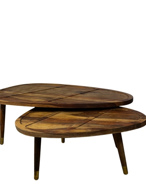 OUTLET Zestaw 2 stolików kawowych z palisandru owalne blaty styl egoztyczny i skandynawski