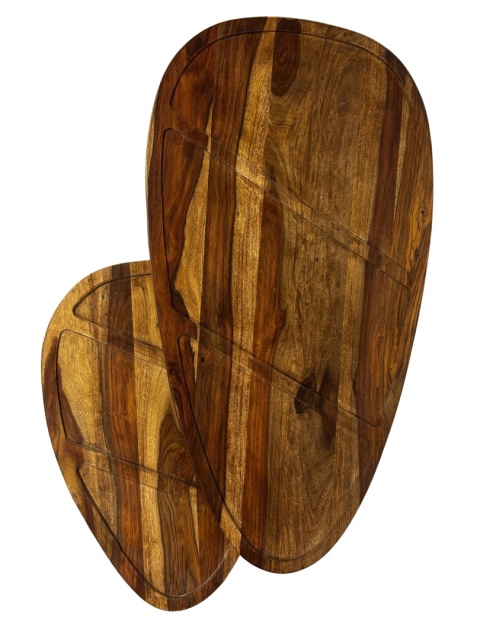 OUTLET Zestaw 2 stolików kawowych z palisandru owalne blaty styl egoztyczny i skandynawski