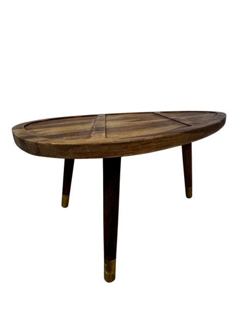 OUTLET Zestaw 2 stolików kawowych z palisandru owalne blaty styl egoztyczny i skandynawski