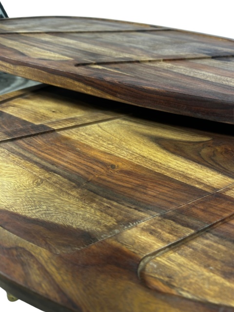 OUTLET Zestaw 2 stolików kawowych z palisandru owalne blaty styl egoztyczny i skandynawski