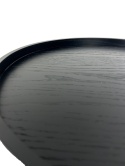 Stolik pomocniczy czarny metalowy okrągły na nóżce– elegancki i nowoczesny design minimalizm skandynawski styl