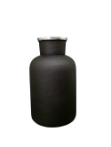 Outlet Wazon dekoracyjny czarny metalowy w stylu rustykalnym z polerowaną krawędzią