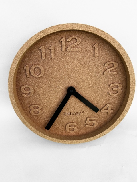 Zegar ścienny 3D numeryczny z korka jasnobrązowy czarne wskazówki skandynawski styl