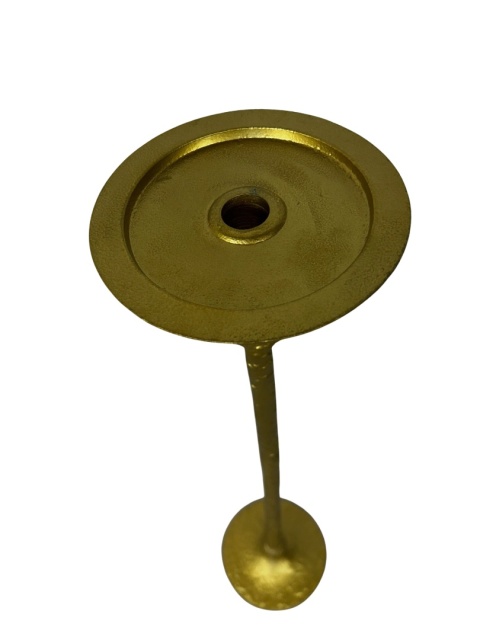 OUTLET Świecznik wysoki na nodze z aluminium 80,5 cm na świece stożkowe i filarowe skandynawski styl