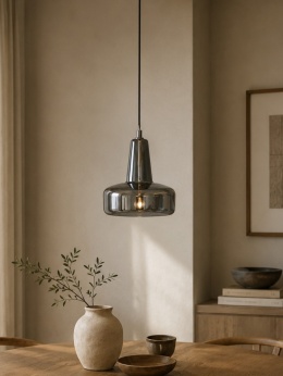 Lampa wisząca Anshin S Smoke szklany klosz dymiony White Label Living