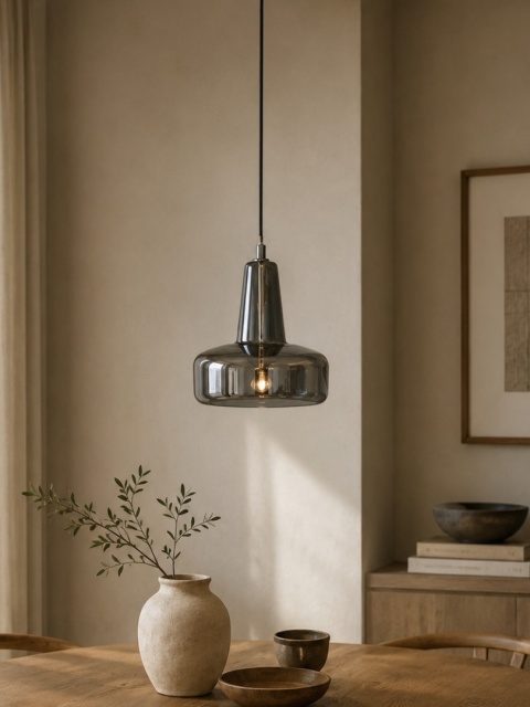 Lampa wisząca Anshin S Smoke szklany klosz dymiony White Label Living