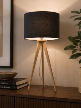 Lampka biurkowa TRIPOD WOOD czarna drewniane nóżki skandynawski styl ZUIVER
