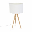 Lampka stołowa Zuiver TRIPOD WOOD biała – widok frontowy.